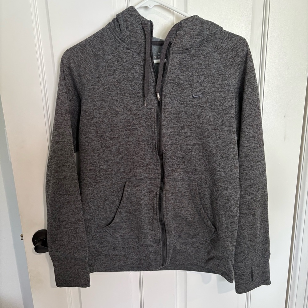Nike Therma-Fit Zip Up Hoodie Women's Grey Jacket Sweatshirt Long Sleeve Active
